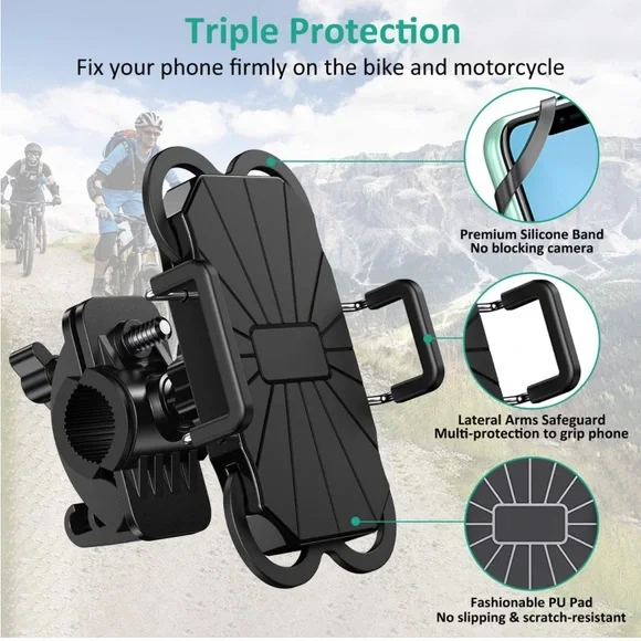 Bike Phone Mount, 360° Rotation, Anti-Shake, Adjustable - Picture 3 of 9